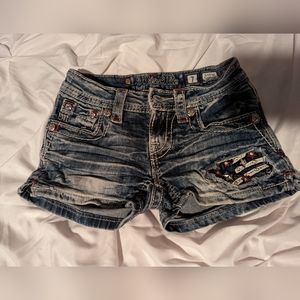 Red, white and blue, miss me denim shorts. Size 7